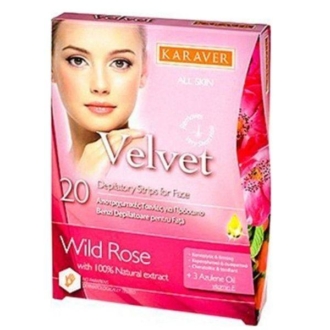 Karaver Velvet Wild Rose 20 Ταινίες Αποτρίχωσης Προσώπου 3ml