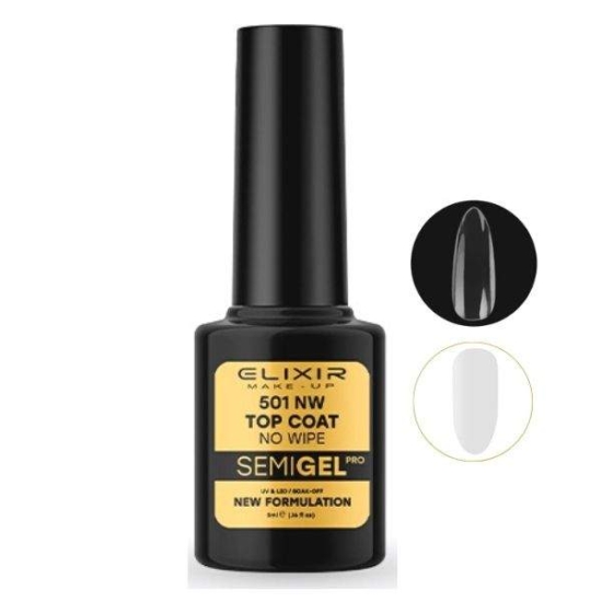 Elixir Professional Semi Gel 501 Top Coat No Wipe για Ημιμόνιμο Βερνίκι Νυχιών 5ml