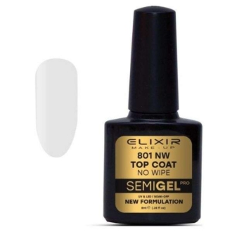 Elixir Professional Semi Gel 801 Top Coat No Wipe για Ημιμόνιμο Βερνίκι Νυχιών 8ml