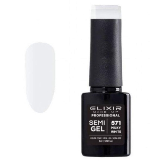 Elixir Professional Semi Gel Ημιμόνιμο Βερνίκι Νυχιών 571 MIlky White Λευκό Γαλακτερό 5ml