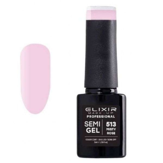 Elixir Professional Semi Gel Ημιμόνιμο Βερνίκι Νυχιών 513 Misty Rose Ροζ Κουφετί 5ml