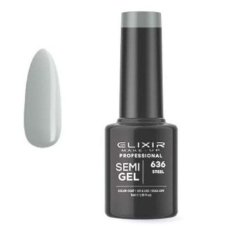 Elixir Professional Semi Gel Ημιμόνιμο Βερνίκι Νυχιών 636 Steel Γκρί 5ml