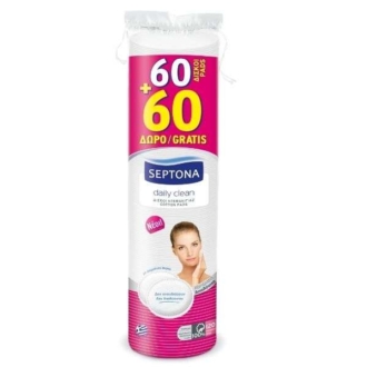 Septona Cotton Pads Δίσκοι Ντεμακιγιάζ Με ραμμένες άκρες 60+60 τμχ