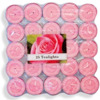 Tealight Candles Κεράκια Ρεσώ 25 τμχ 4 ωρών Καύσης Rose Τριαντάφυλλο