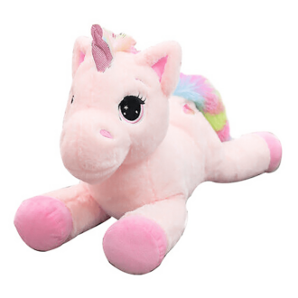 VIP Baby Dolls Stuffed Unicorn Furry Pillow, Λούτρινος Γούνινος Μονόκερος Μαξιλάρι Ροζ 90cm