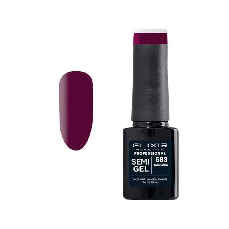 Elixir Professional Semi Gel Ημιμόνιμο Βερνίκι Νυχιών 583 Sangria Μωβ Κρασιού 5ml