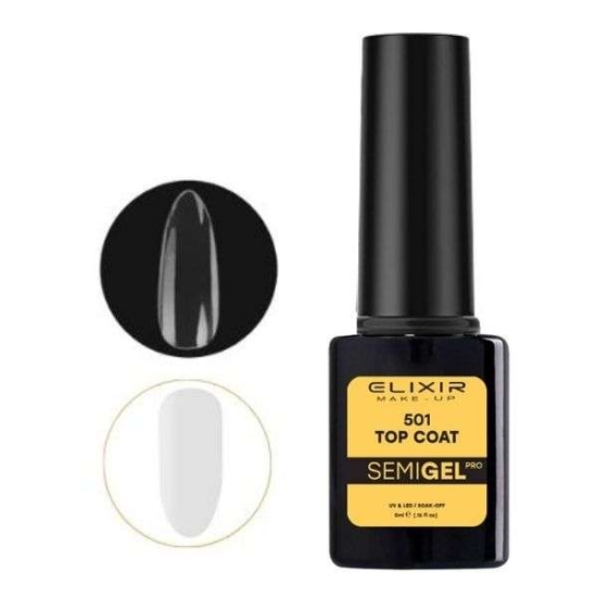 Elixir Professional Semi Gel 501 Top Coat για Ημιμόνιμο Βερνίκι Νυχιών 5ml