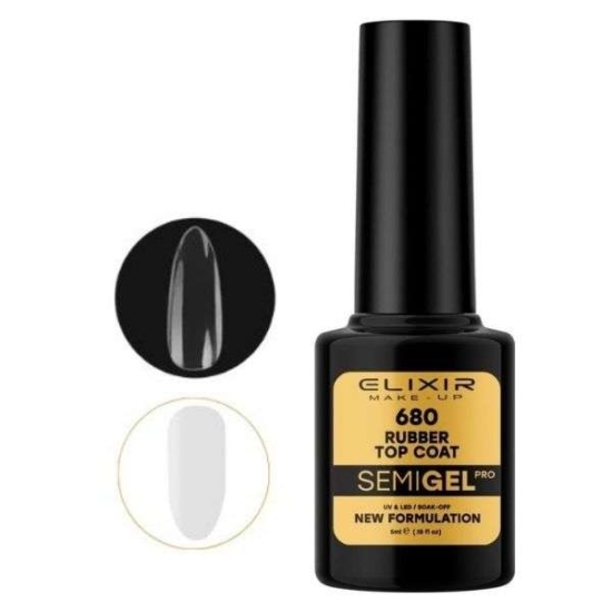 Elixir Professional Semi Gel 680 Rubber Top Coat για Ημιμόνιμο Βερνίκι Νυχιών 5ml