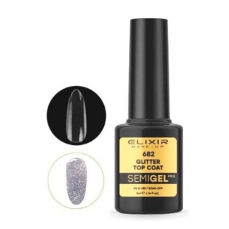 Elixir Professional Semi Gel 682 Glitter Top Coat για Ημιμόνιμο Βερνίκι Νυχιών 5ml