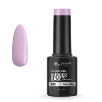 Elixir Professional Semi Gel 740 Rubber Base Extra Milky για Ημιμόνιμο Βερνίκι Νυχιών 5ml