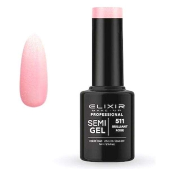 Elixir Professional Semi Gel Ημιμόνιμο Βερνίκι Νυχιών 511 Brilliant Rose Ροζ Μεταλλικό με Διακριτικό γκλίτερ 5ml