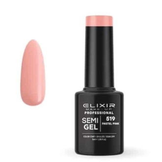 Elixir Professional Semi Gel Ημιμόνιμο Βερνίκι Νυχιών 519 Pastel Pink Ροζ Παστέλ 5ml