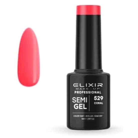 Elixir Professional Semi Gel Ημιμόνιμο Βερνίκι Νυχιών 529 Coral Κοραλί 5ml