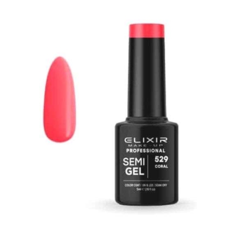 Elixir Professional Semi Gel Ημιμόνιμο Βερνίκι Νυχιών 529 Coral Κοραλί 5ml