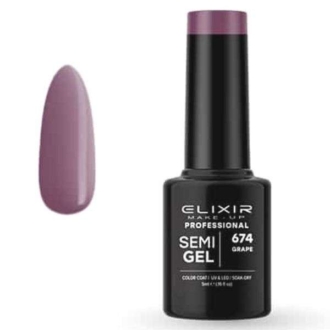 Elixir Professional Semi Gel Ημιμόνιμο Βερνίκι Νυχιών 674 Grape Μωβ Σταφυλιού 5ml