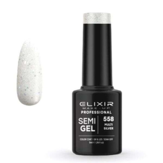 Elixir Professional Semi Gel Ημιμόνιμο Βερνίκι Νυχιών 558 Multi Silver Διάφανο με Ασημί Γκλίτερ 5ml