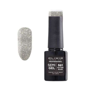 Elixir Professional Semi Gel Ημιμόνιμο Βερνίκι Νυχιών 561 Silver Glitter Ασημί Λεπτό Γκλίτερ 5ml