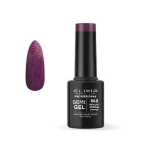 Elixir Professional Semi Gel Ημιμόνιμο Βερνίκι Νυχιών 563 Metallic Imperial Purple Μεταλλικό Μωβ Μπορντώ Shimmer 5ml