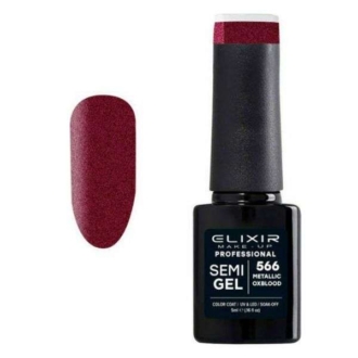 Elixir Professional Semi Gel Ημιμόνιμο Βερνίκι Νυχιών 566 Metallic Oxblood Μεταλλικό Μπορντώ Shimmer 5ml