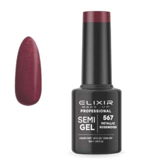 Elixir Professional Semi Gel Ημιμόνιμο Βερνίκι Νυχιών 567 Metallic Rosewood Μεταλλικό Μπορντώ Κεραμιδί Shimmer 5ml