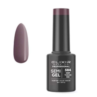 Elixir Professional Semi Gel Ημιμόνιμο Βερνίκι Νυχιών 584 Deep Tuscan Red Βαθύ Μωβ Μπορντώ 5ml