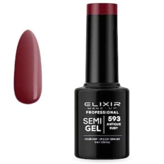 Elixir Professional Semi Gel Ημιμόνιμο Βερνίκι Νυχιών 593 Antique Ruby Μπορντώ Βυσσινί 5ml