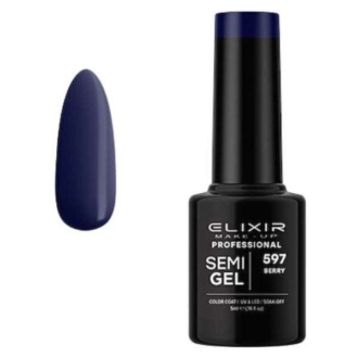 Elixir Professional Semi Gel Ημιμόνιμο Βερνίκι Νυχιών 597 Βerry Μωβ Μπλε Βατόμουρου 5ml