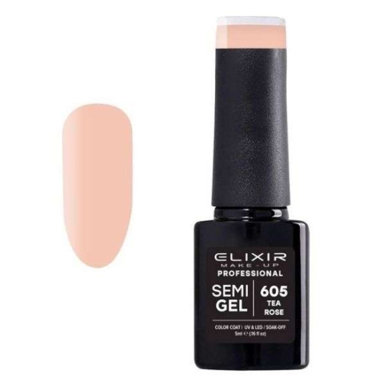 Elixir Professional Semi Gel Ημιμόνιμο Βερνίκι Νυχιών 605 Tea Rose Oυδέτερο Μπεζ Πορτοκαλί 5ml