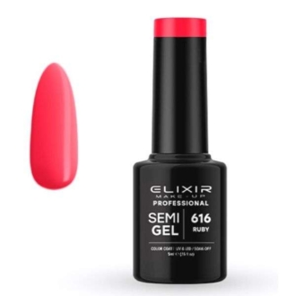 Elixir Professional Semi Gel Ημιμόνιμο Βερνίκι Νυχιών 616 Ruby Ροζ Κοραλί Έντονο 5ml