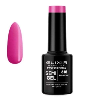 Elixir Professional Semi Gel Ημιμόνιμο Βερνίκι Νυχιών 618 Red Violet Mωβ Ροζ Βιολετί Έντονο 5ml