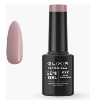 Elixir Professional Semi Gel Ημιμόνιμο Βερνίκι Νυχιών 622 Nude Compliment Mωβ Μπεζ Nude 5ml