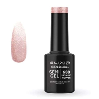 Elixir Professional Semi Gel Ημιμόνιμο Βερνίκι Νυχιών 638 Metallic Copper Μεταλλικό Μπρονζέ Συμπαγές Shimmer 5ml