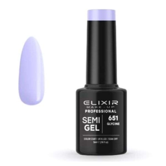 Elixir Professional Semi Gel Ημιμόνιμο Βερνίκι Νυχιών 651 Glycine Μωβ Γαλάζιο Απαλό 5ml