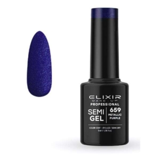 Elixir Professional Semi Gel Ημιμόνιμο Βερνίκι Νυχιών 659 Metallic Purple Μεταλλικό Μωβ Μπλε 5ml