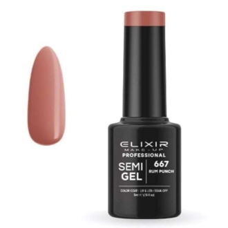 Elixir Professional Semi Gel Ημιμόνιμο Βερνίκι Νυχιών 667 Rum Punch Ροζ Καφετί 5ml