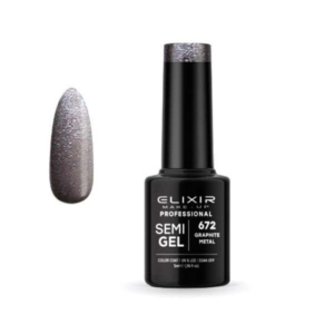 Elixir Professional Semi Gel Ημιμόνιμο Βερνίκι Νυχιών 672 Graphite Metal Μεταλλικό Γραφίτης Συμπαγές Shimmer 5ml