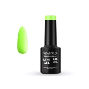 Elixir Professional Semi Gel Ημιμόνιμο Βερνίκι Νυχιών 686 Green Yellow Πράσινο Φωσφορούχο 5ml