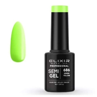 Elixir Professional Semi Gel Ημιμόνιμο Βερνίκι Νυχιών 686 Green Yellow Πράσινο Φωσφορούχο 5ml