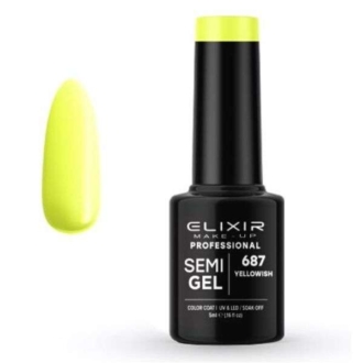 Elixir Professional Semi Gel Ημιμόνιμο Βερνίκι Νυχιών 687 Yellowish Κίτρινο Πράσινο Φωσφορούχο 5ml