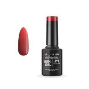 Elixir Professional Semi Gel Ημιμόνιμο Βερνίκι Νυχιών 695 Metal Red Κόκκινο Μεταλλικό 5ml