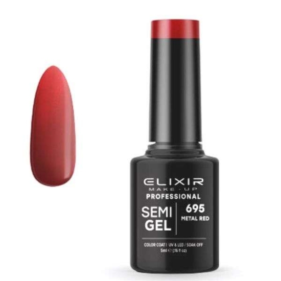 Elixir Professional Semi Gel Ημιμόνιμο Βερνίκι Νυχιών 695 Metal Red Κόκκινο Μεταλλικό 5ml