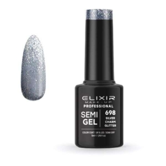 Elixir Professional Semi Gel Ημιμόνιμο Βερνίκι Νυχιών 698 Silver Charm Glitter Έντονο Ασημί Γκλίτερ 5ml