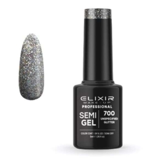 Elixir Professional Semi Gel Ημιμόνιμο Βερνίκι Νυχιών 700 Unspecified Glitter Γραφίτης Με Πολύχρωμο Shimmer 5ml