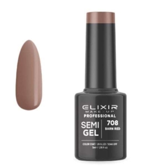 Elixir Professional Semi Gel Ημιμόνιμο Βερνίκι Νυχιών 708 Barn Red Καφέ που Κοκκινίζει 5ml