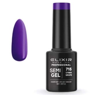 Elixir Professional Semi Gel Ημιμόνιμο Βερνίκι Νυχιών 715 Cyber Grape Mωβ Καθαρό Έντονο 5ml