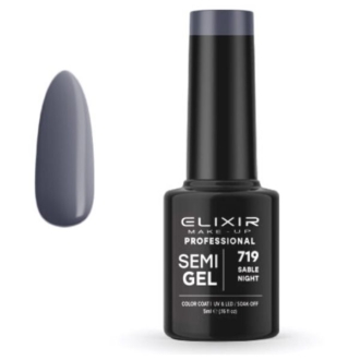 Elixir Professional Semi Gel Ημιμόνιμο Βερνίκι Νυχιών 719 Sable Night Ποντικί Σκούρο 5ml