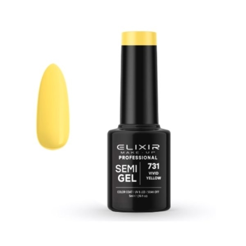 Elixir Professional Semi Gel Ημιμόνιμο Βερνίκι Νυχιών 731 Vivid Yellow Κίτρινο Κρόκου 5ml