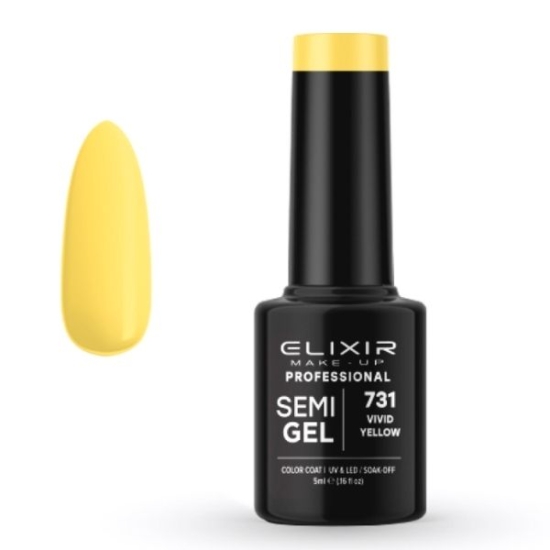 Elixir Professional Semi Gel Ημιμόνιμο Βερνίκι Νυχιών 731 Vivid Yellow Κίτρινο Κρόκου 5ml