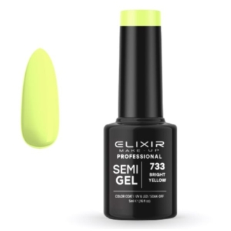 Elixir Professional Semi Gel Ημιμόνιμο Βερνίκι Νυχιών 733 Bright Yellow Λαχανί προς Κίτρινο 5ml