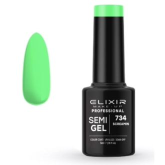 Elixir Professional Semi Gel Ημιμόνιμο Βερνίκι Νυχιών 734 Screamin Λαχανί Σκούρο 5ml